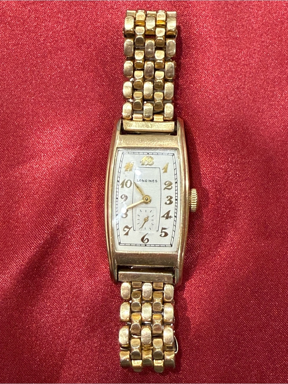 Antique 1937 Longines Curvex Tonneau Tank 17J Mechanical Watch